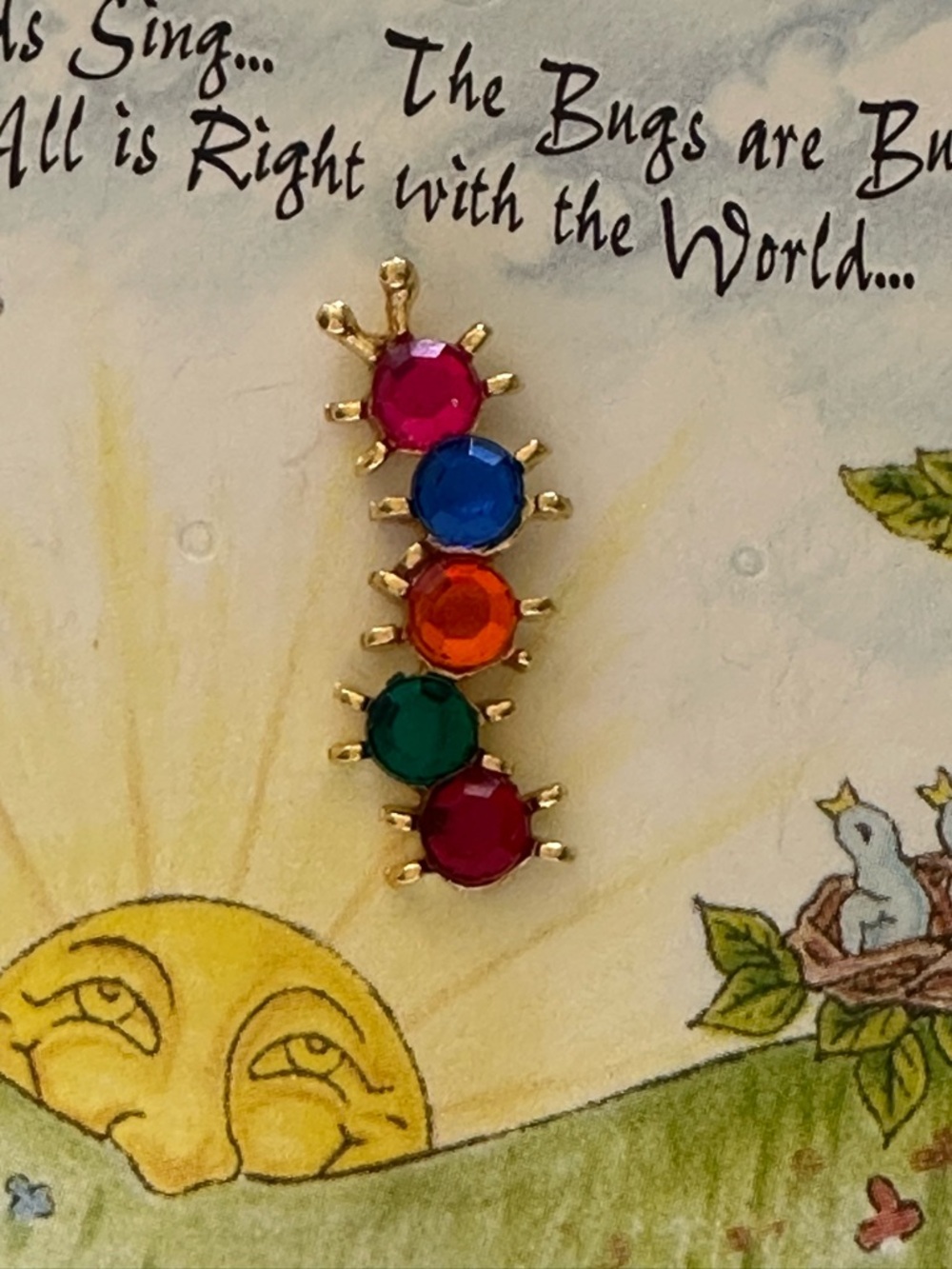 Thoughtful‎ Little Angels Crystal Caterpillar Brooch Pin